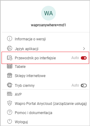 Włączanie i wyłączanie przewodnika