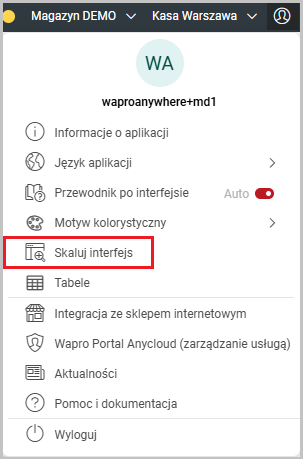 skaluj interfejs