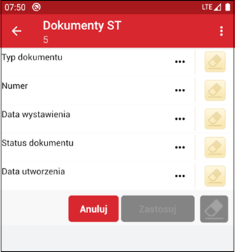 Wapro mobilny inwentaryzator dokumenty filtrowanie