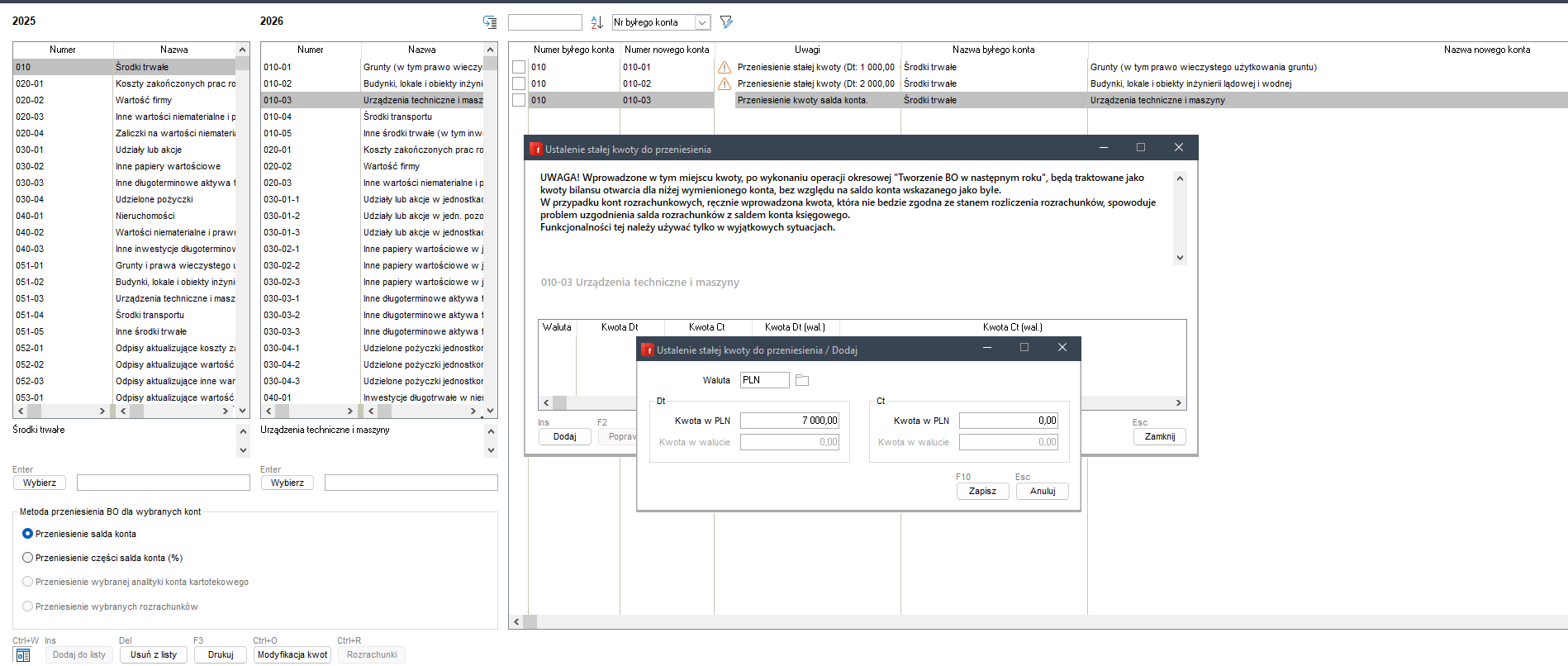 Wapro Fakir - Generowanie BO w następnym roku