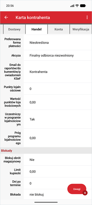 Program lojalnościowy na karcie kontrahenta w Wapro Mobile