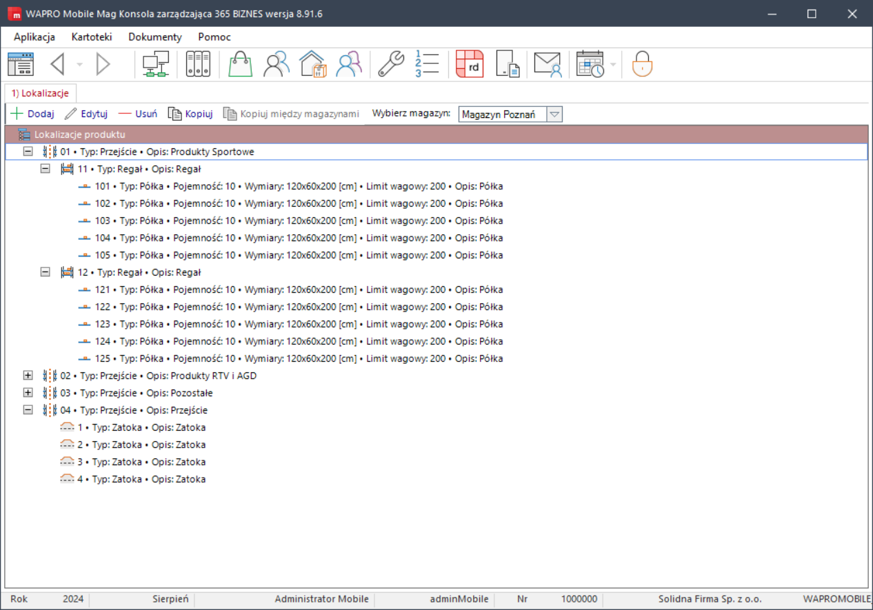 wapro mobilny magazynier lokalizacje wielopoziomowe