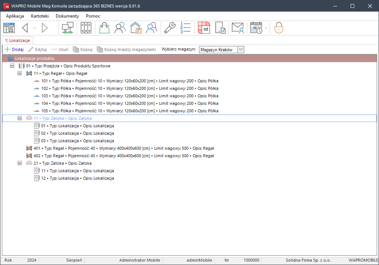 wapro mobilny magazynier lokalizacje wielopoziomowe