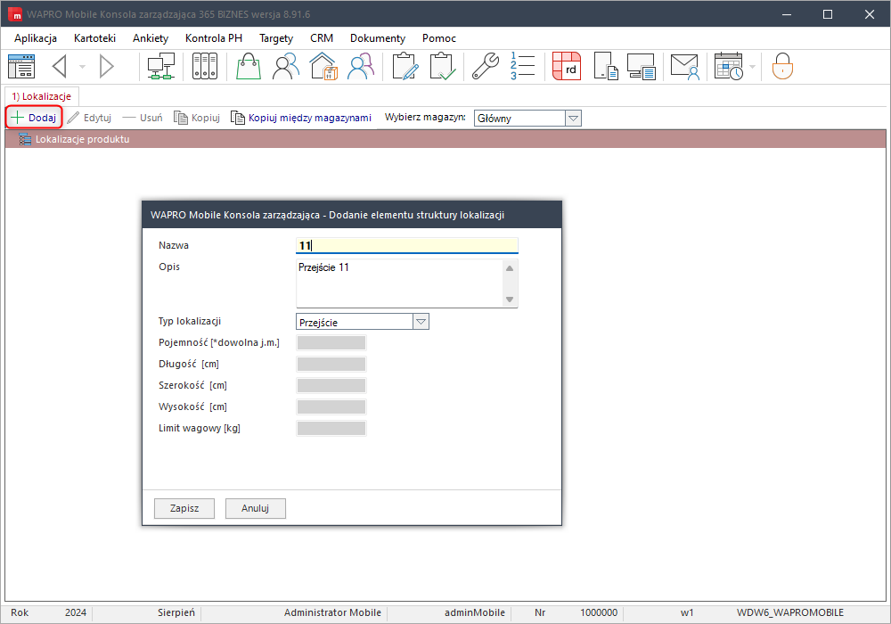 wapro mobilny magazynier lokalizacje wielopoziomowe