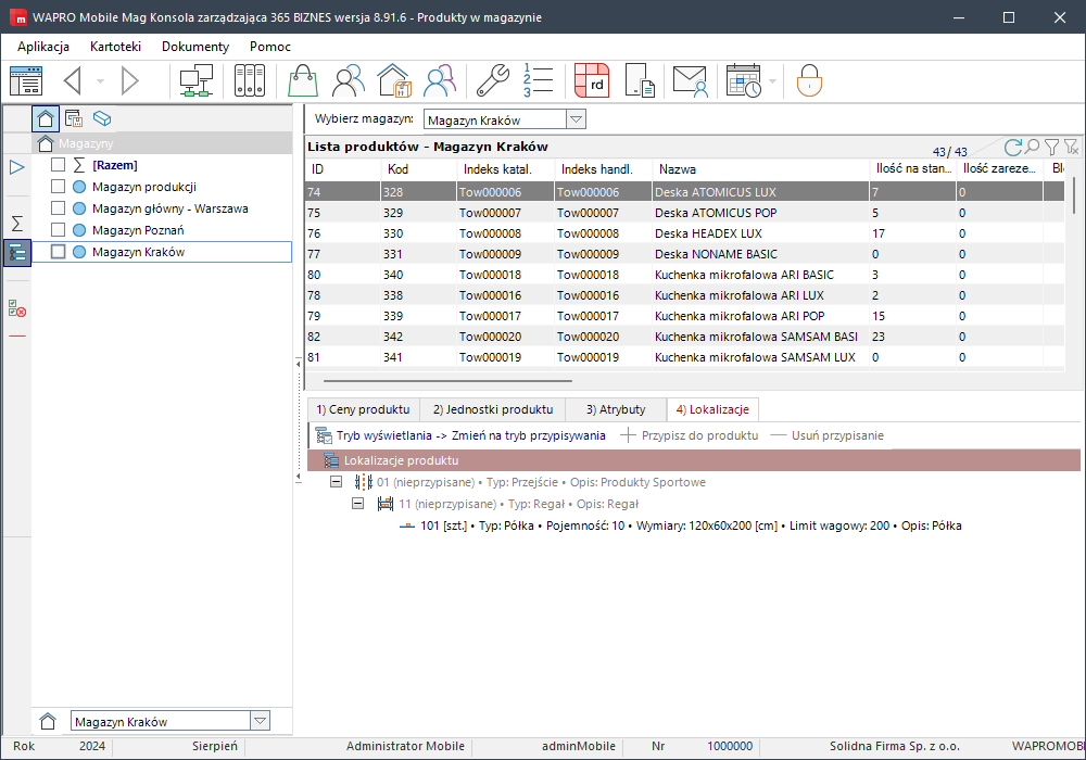 wapro mobilny magazynier lokalizacje wielopoziomowe