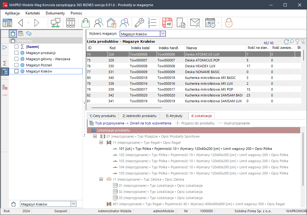 wapro mobilny magazynier lokalizacje wielopoziomowe