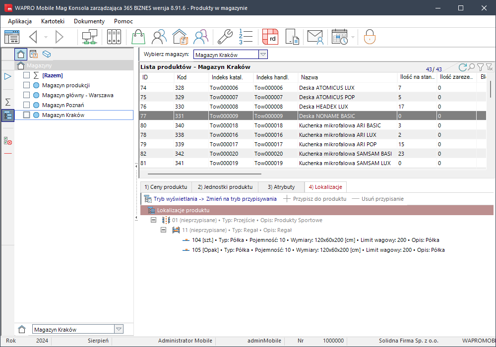 wapro mobilny magazynier lokalizacje wielopoziomowe