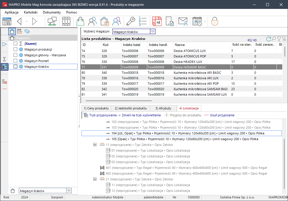 wapro mobilny magazynier lokalizacje wielopoziomowe