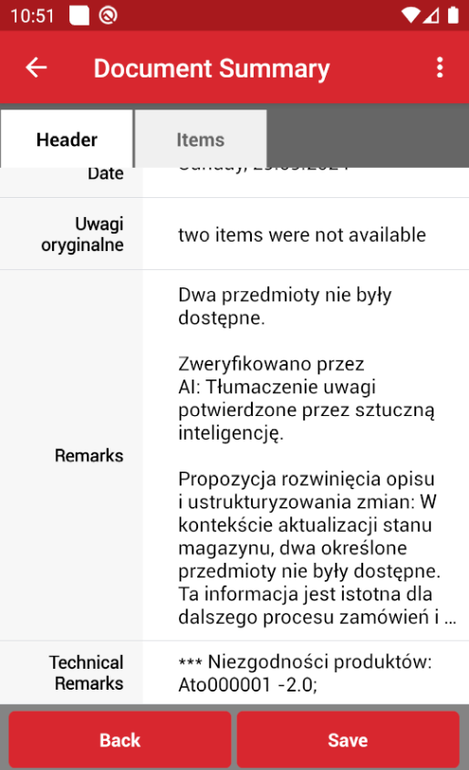 wapro mobilny magazynier AI ChatGPT Uwagi na dokumentach