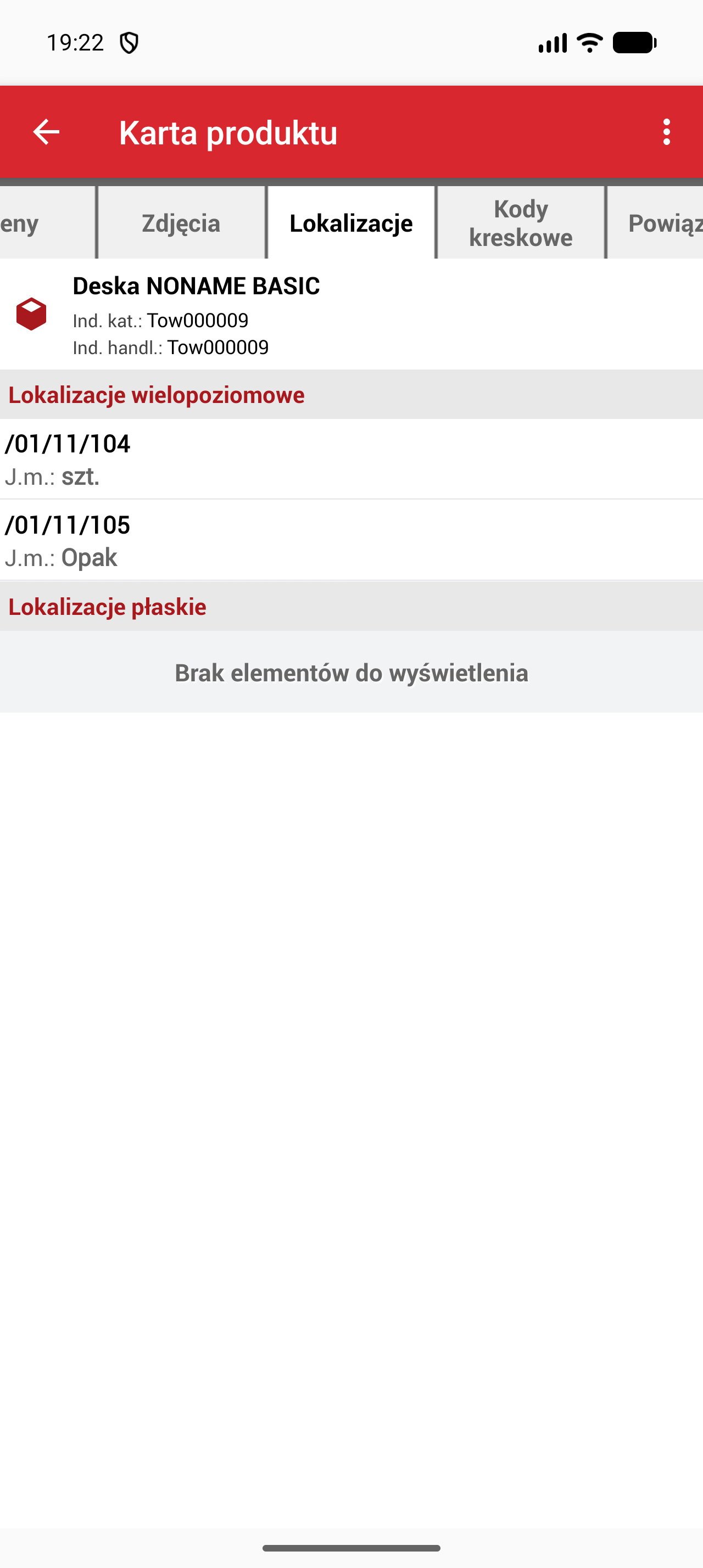 Wapro Mobile Mag lokalizacje produktu z danymi demonstracyjnymi