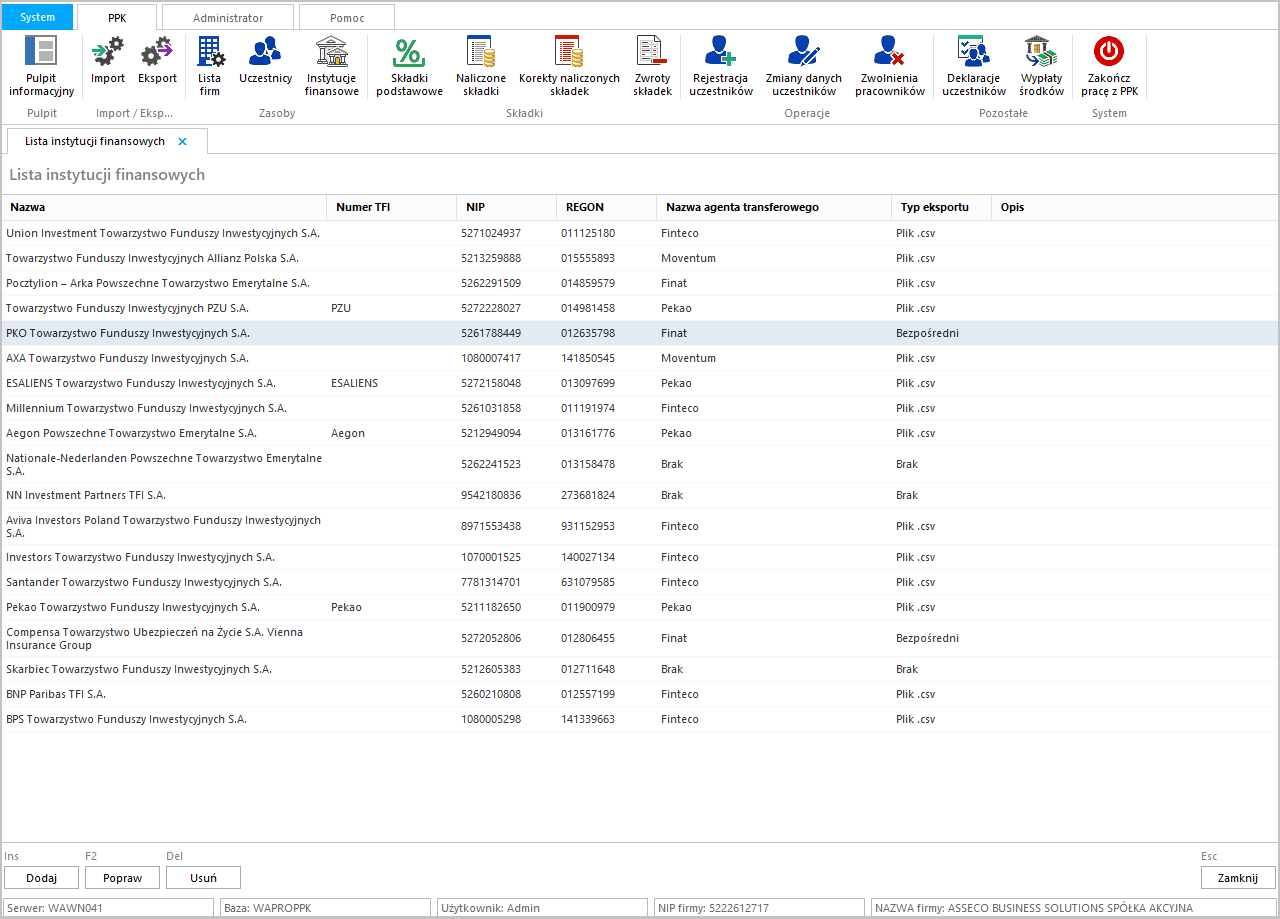 Lista firm finansowych